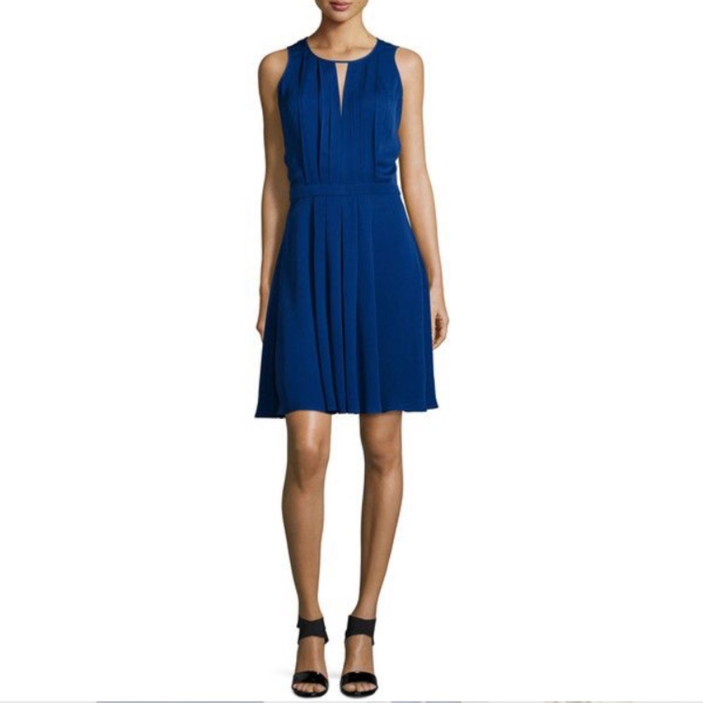 Michael Kors Sapphire Pleated Silk Dress